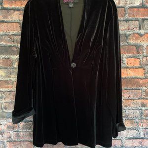 PECK & PECK - Black Velour 2-Piece Skirt/Jacket Set - Size XL